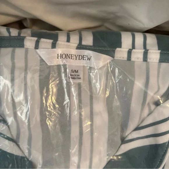 NWT Honey Dew Quiet Night long sleeve and pant pajamas. Green and cream. - Picture 2 of 3